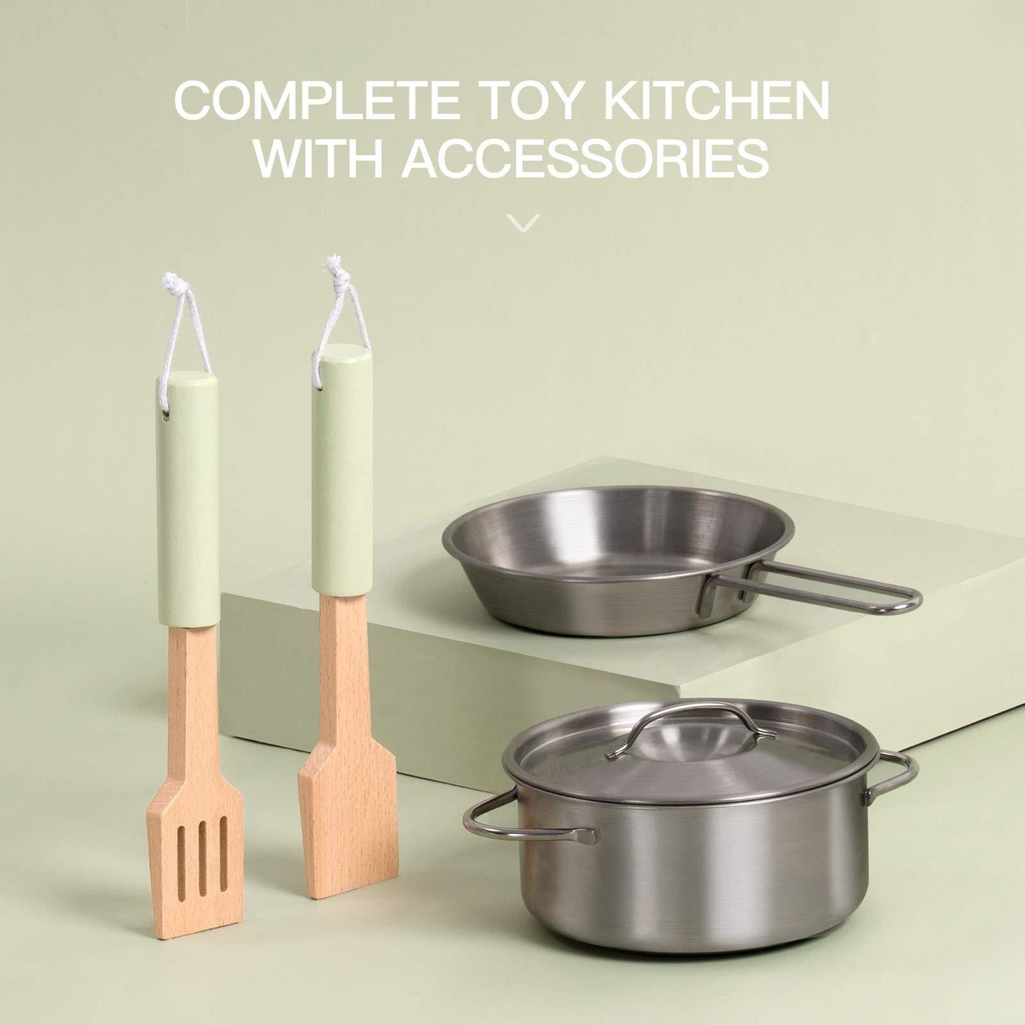 Wooden Pretend Play Kitchen Playset For Toddlers Kids Education Toys