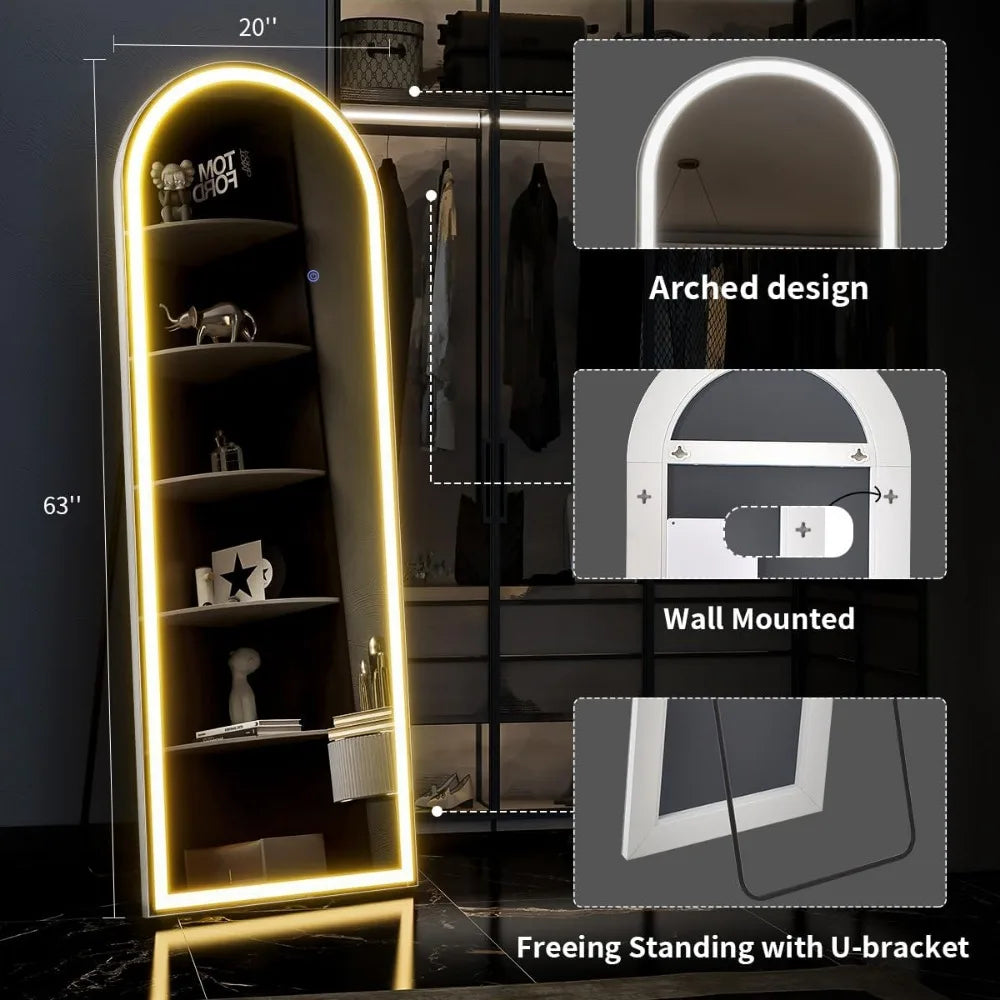 Arched Full Length Mirror with Lights