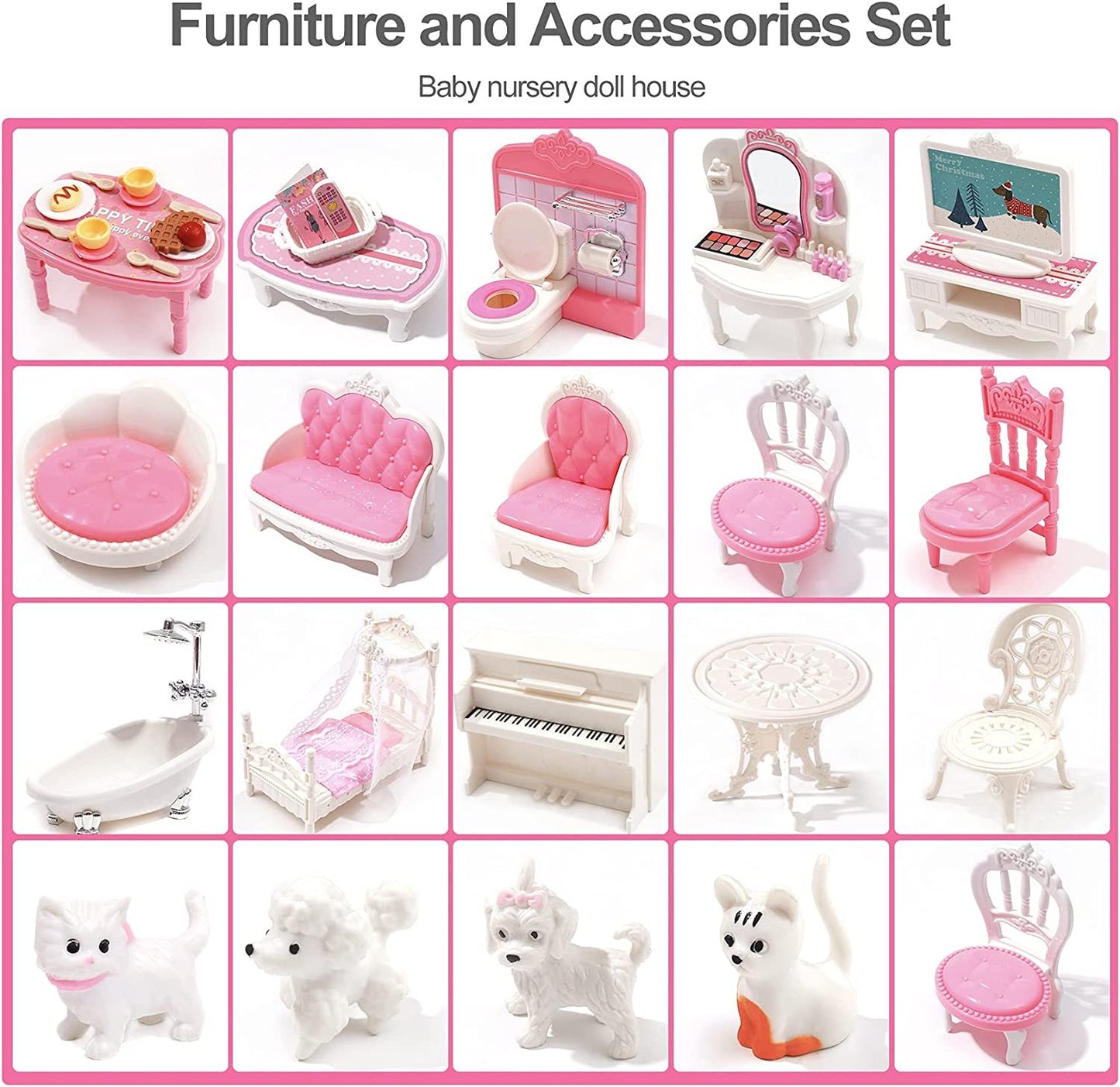 ROBOTIME 3 Levels Wooden Dollhouse Furniture Dreamhouse Girls Mansion Gift