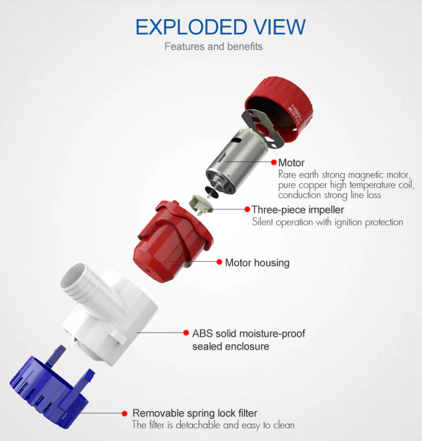 Bomba de agua de sentina sumergible eléctrica para sumidero de barco