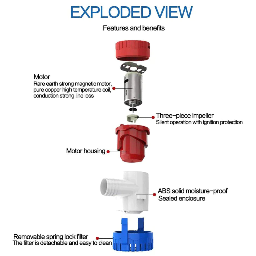 Bomba de agua de sentina sumergible eléctrica para sumidero de barco