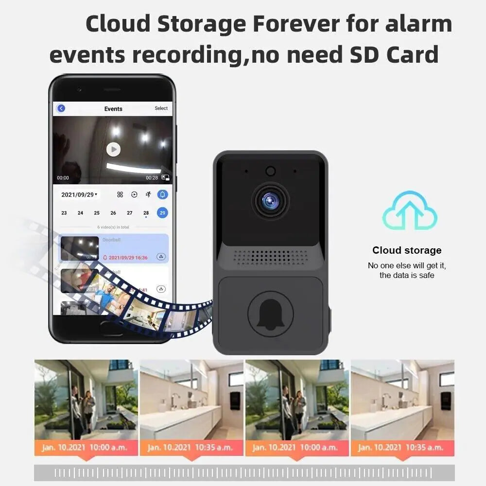 Timbre inalámbrico inteligente con intercomunicador y cámara de vídeo WiFi
