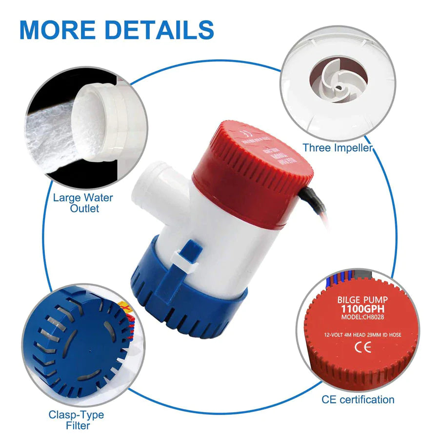 Bomba de agua de sentina sumergible eléctrica para sumidero de barco