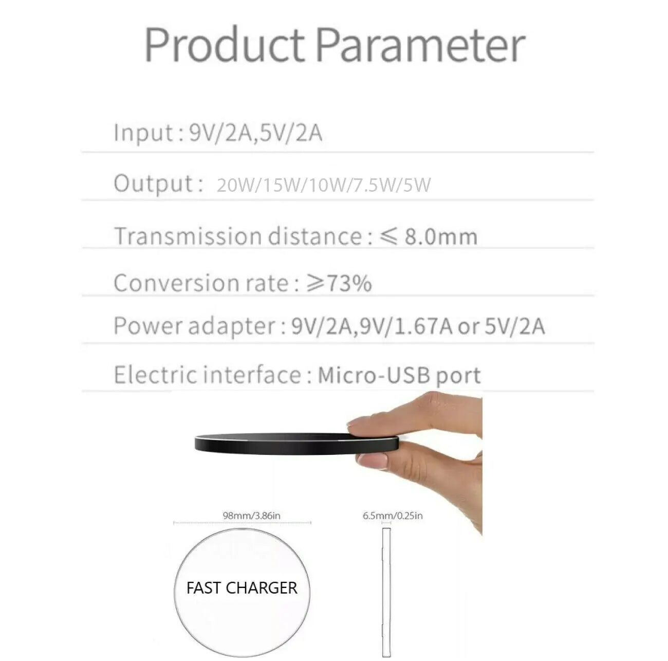Cargador inalámbrico con base de carga rápida