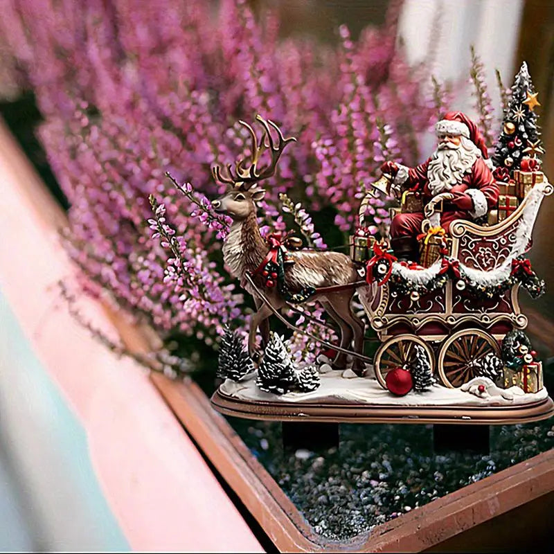 Yard Art For Outside 2D Acrylic Cartoon Stakes For Christmas Decorative Reindeer Stakes Holiday Lawn Decor For Fences Landscape