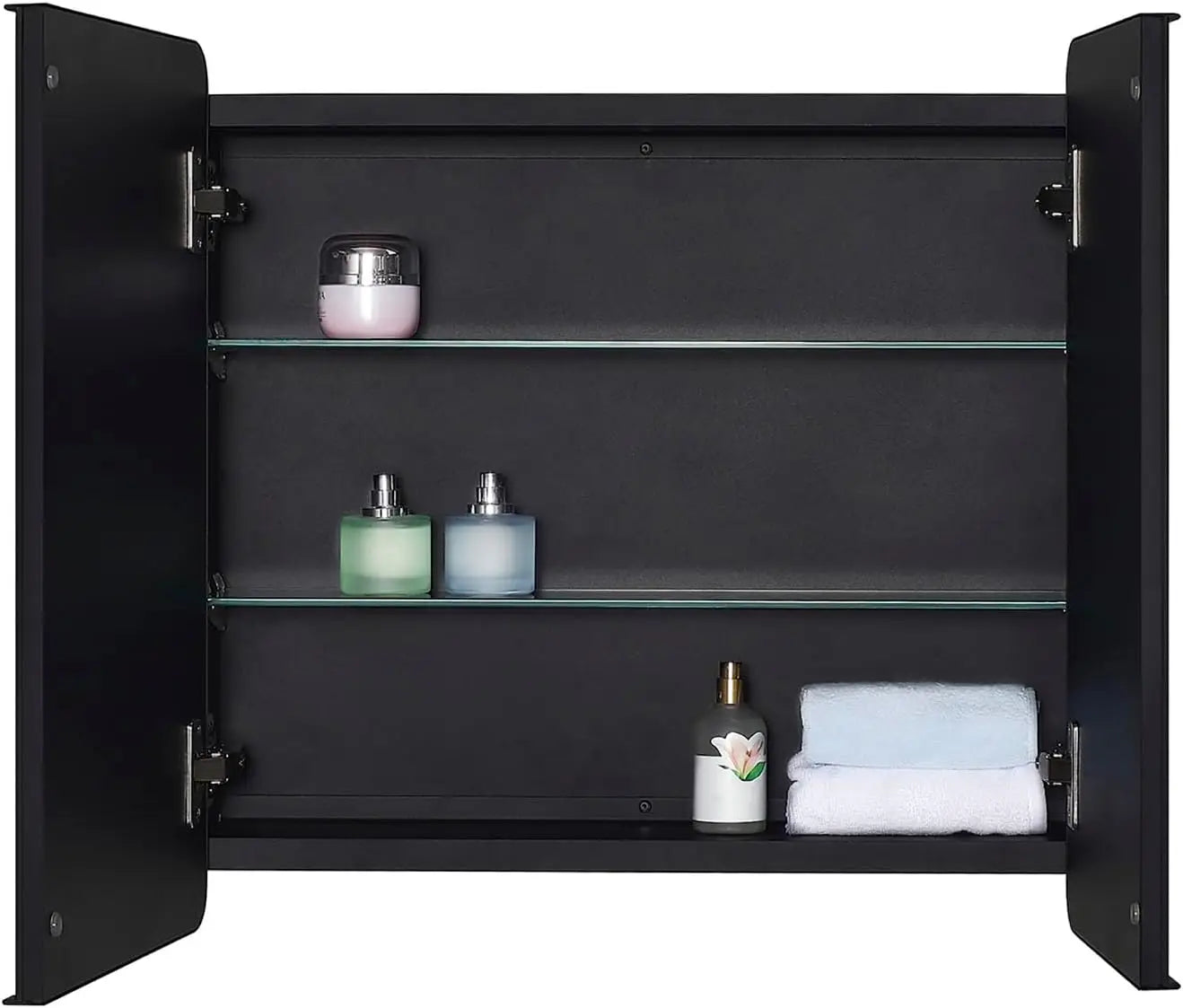 Black Bathroom Medicine Cabinet with Round Corner