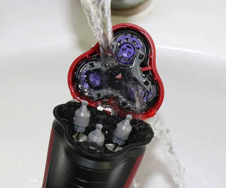 Maquinilla de afeitar eléctrica rotativa resistente al agua para hombre
