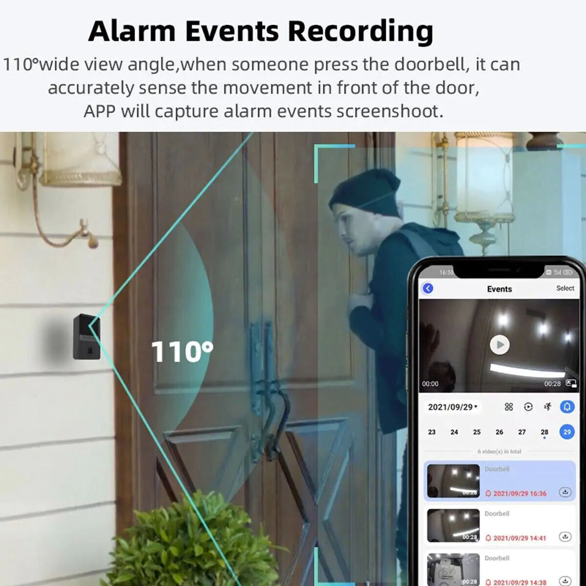 Timbre inalámbrico inteligente con intercomunicador y cámara de vídeo WiFi