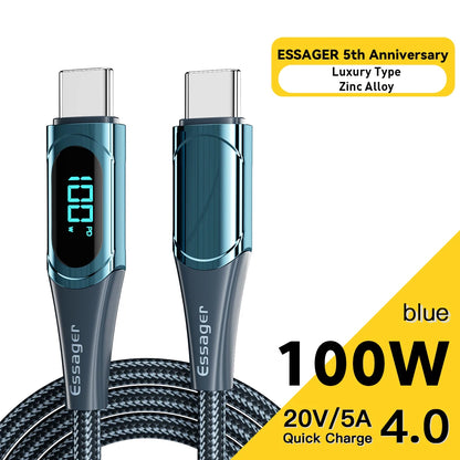 Essager USB Type C To USB C Cable 100W/5A PD Fast Charging Charger