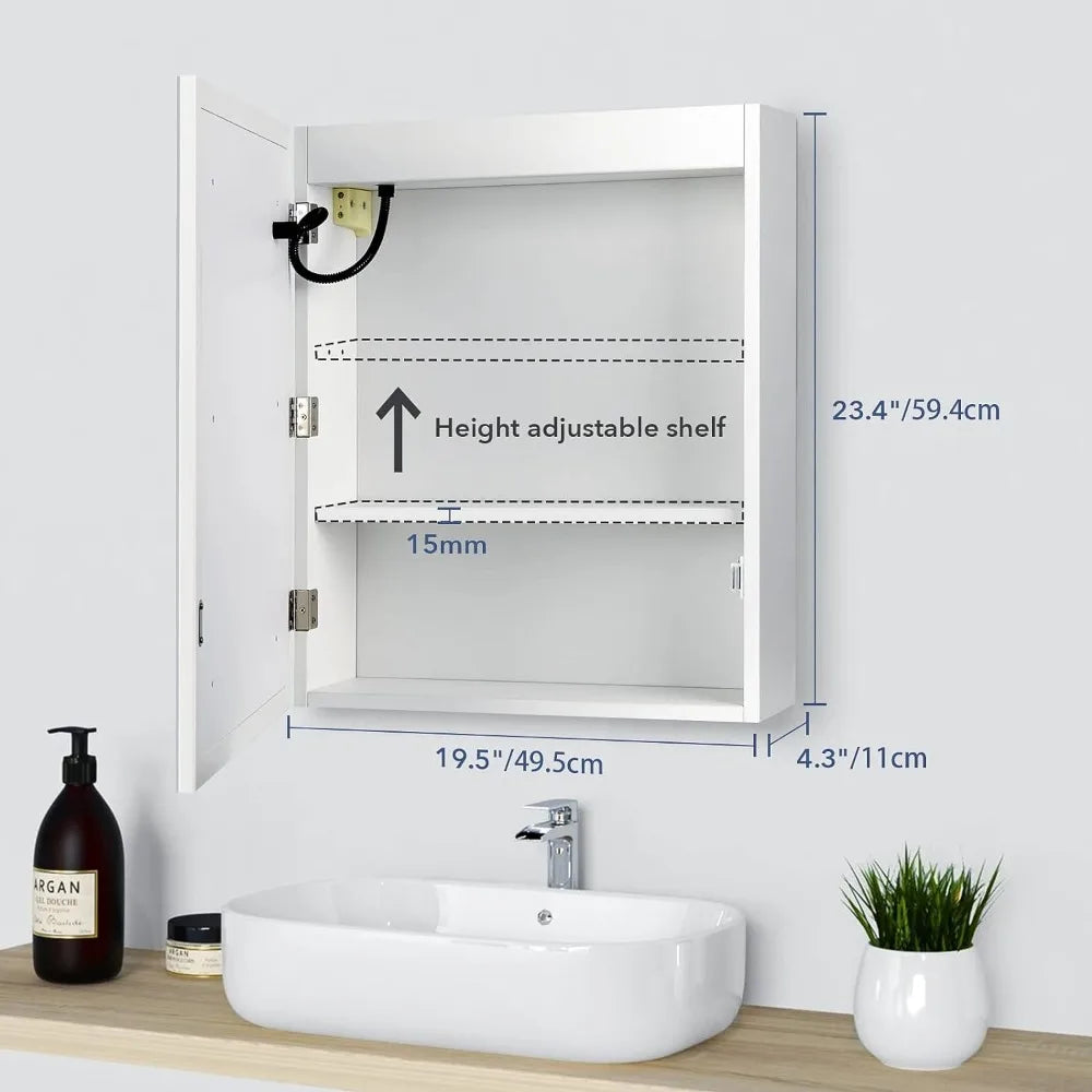 Bathroom Medicine Cabinet with LED Lights and Mirror