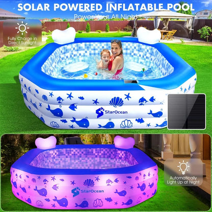 Inflatable Pool with Lights,2024 Solar