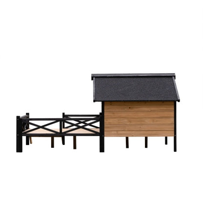 Outdoor Large Cabin Style Wooden Kennel With Porch