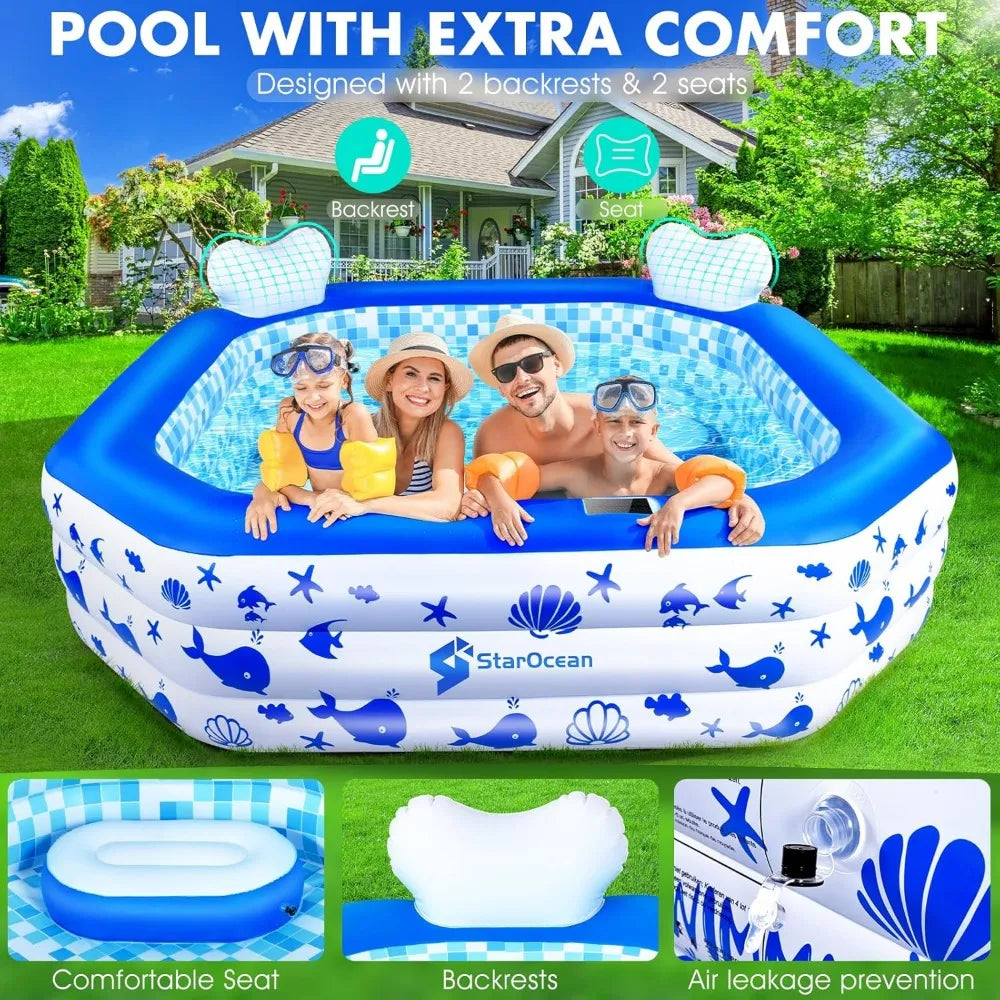 Inflatable Pool with Lights,2024 Solar