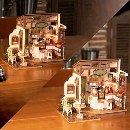 Cafe Miniature House 3D Wooden Building Toys For Gifts