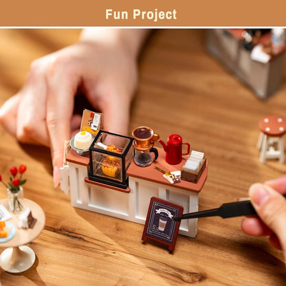 Cafe Miniature House 3D Wooden Building Toys For Gifts