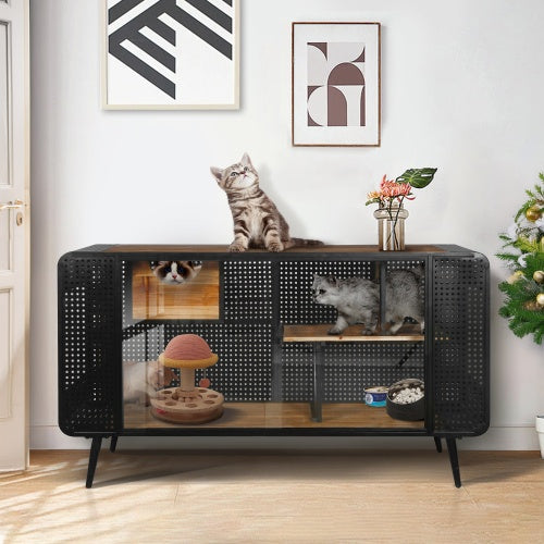 Spacious Cat Houses With Tempered Glass