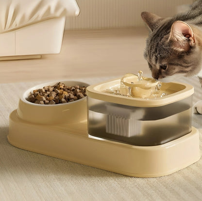 Cat Water Dispenser And Feeding Bowl 2-in-1