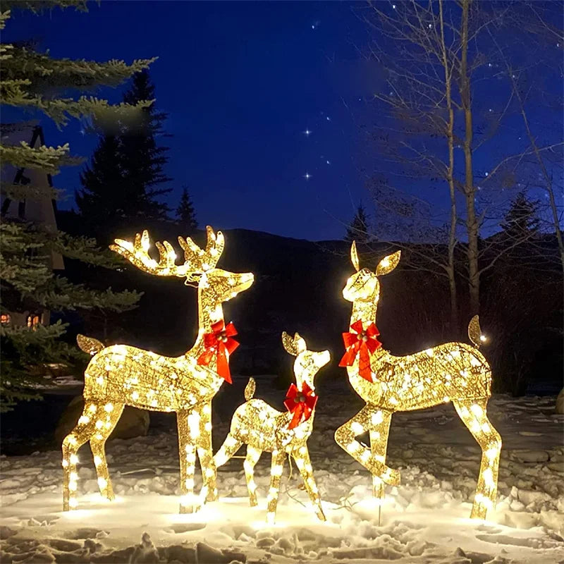 3Pcs Iron Art Elk Deer Christmas Garden Decoration