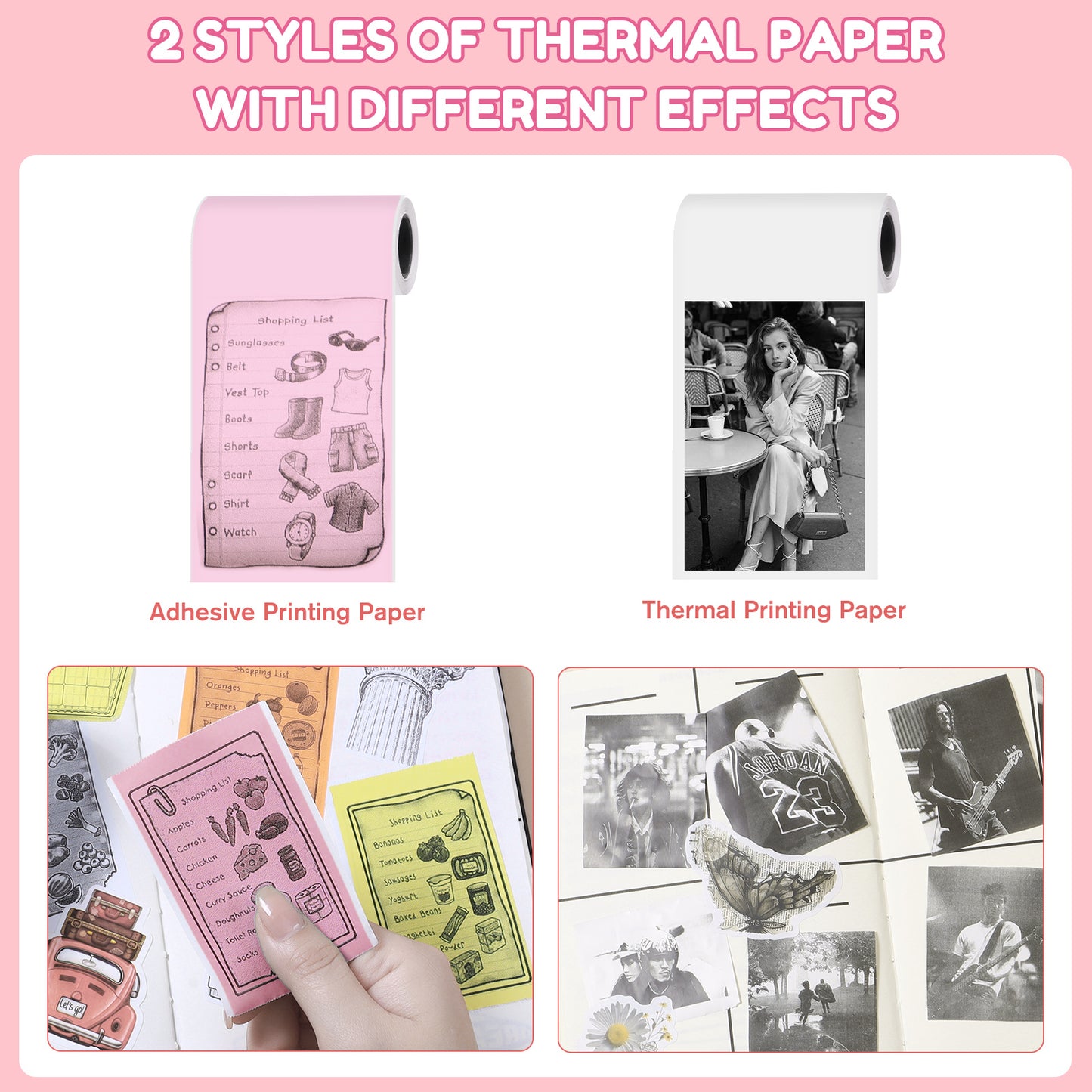 Thermal Mini Printer, X2 Inkless Sticker Maker With Thermal Papers & Sticker Paper.