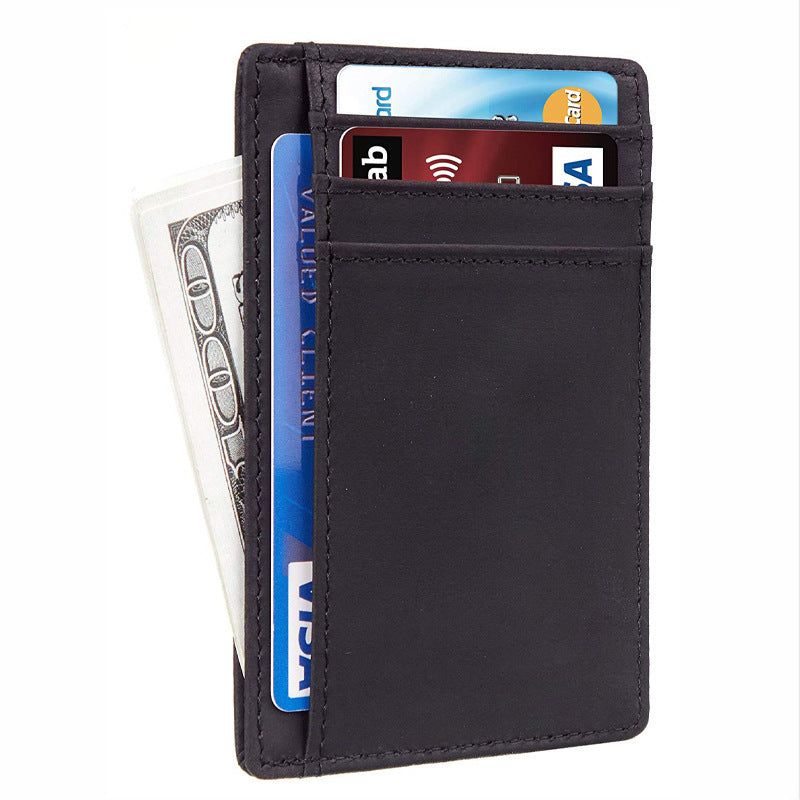 Men's Genuine Leather Anti-theft Swiping Card Holder