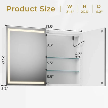 LED Wall Mounted Bathroom Mirror with Storage