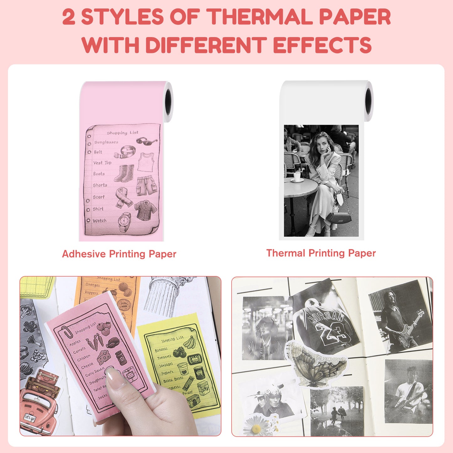 Thermal Mini Printer, X2 Inkless Sticker Maker With Thermal Papers & Sticker Paper.