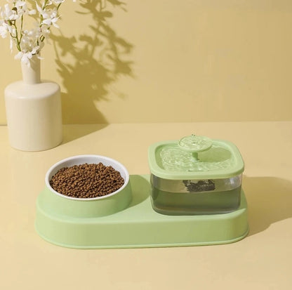 Cat Water Dispenser And Feeding Bowl 2-in-1