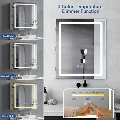 Bathroom Medicine Cabinet with LED Lights and Mirror