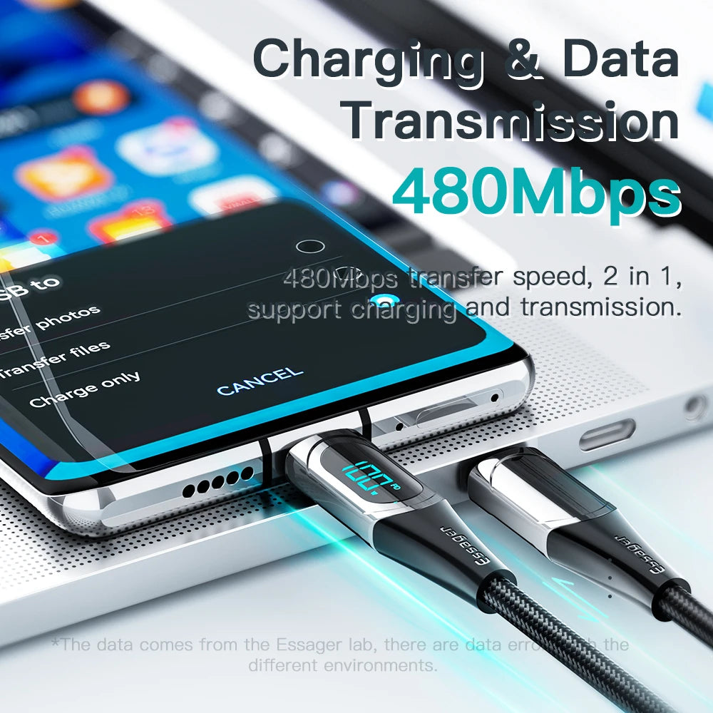 Essager USB Type C To USB C Cable 100W/5A PD Fast Charging Charger