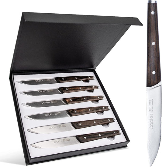 6Pcs Steak Knife Set Serrated Stainless Steel