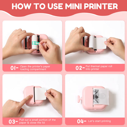 Thermal Mini Printer, X2 Inkless Sticker Maker With Thermal Papers & Sticker Paper.