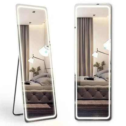 [Live5]64"x21"Full Length Mirror with LED Lights, 3 Color Lighting,  Lighted Floor Standing Mirror Wall Mounted Hanging Mirror