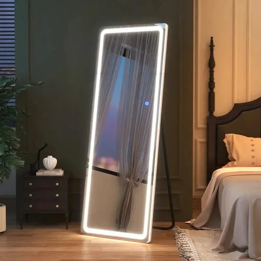 [Live5]64"x21"Full Length Mirror with LED Lights, 3 Color Lighting,  Lighted Floor Standing Mirror Wall Mounted Hanging Mirror