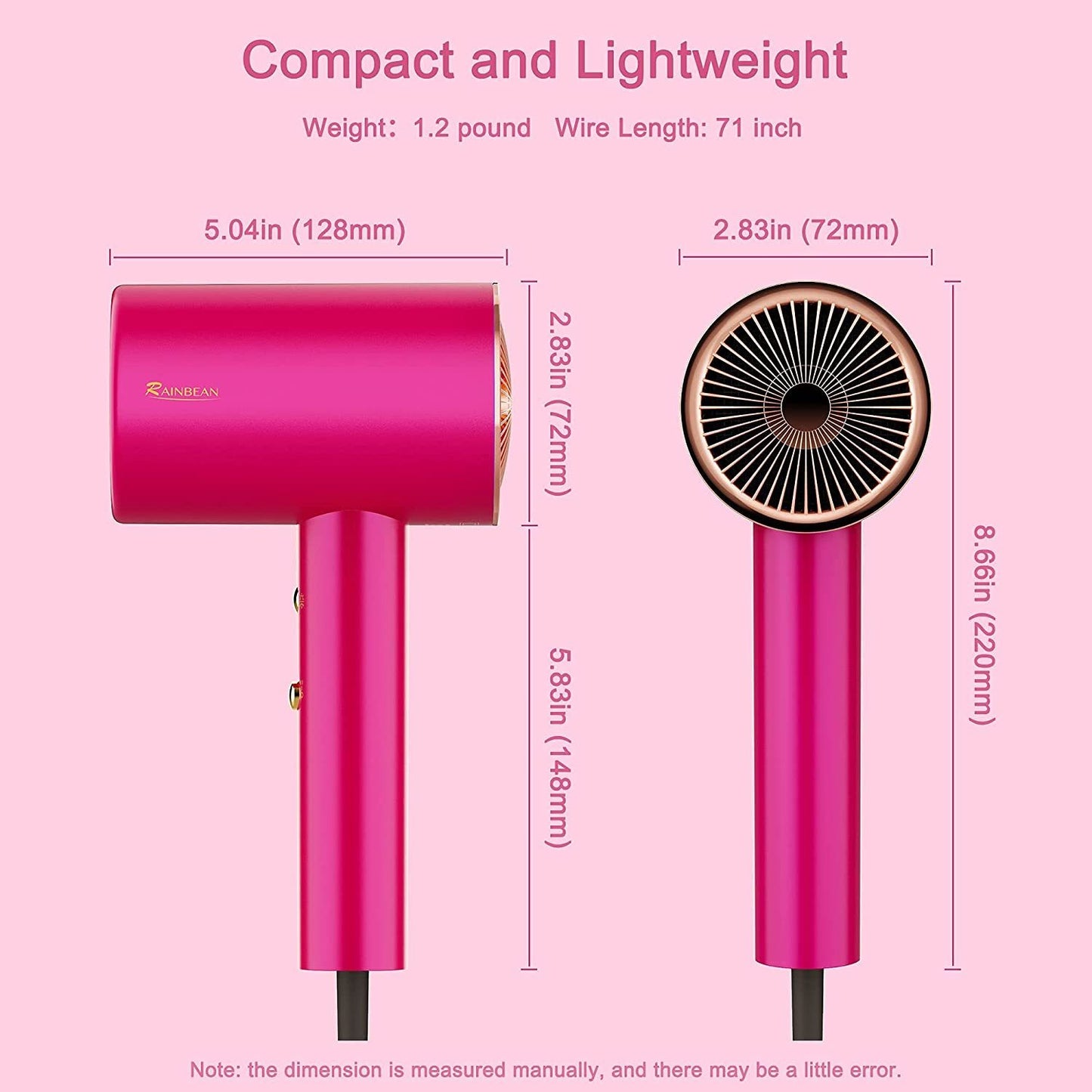 Water Ionic Hair Dryer For Home & Travel