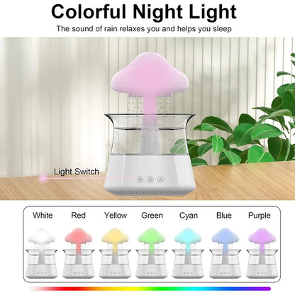 Rain Cloud Electric Air Humidifier 300ml Aroma Diffuser Zen Rain Water Drops Colorful Night Light Humidifier for Home Gift