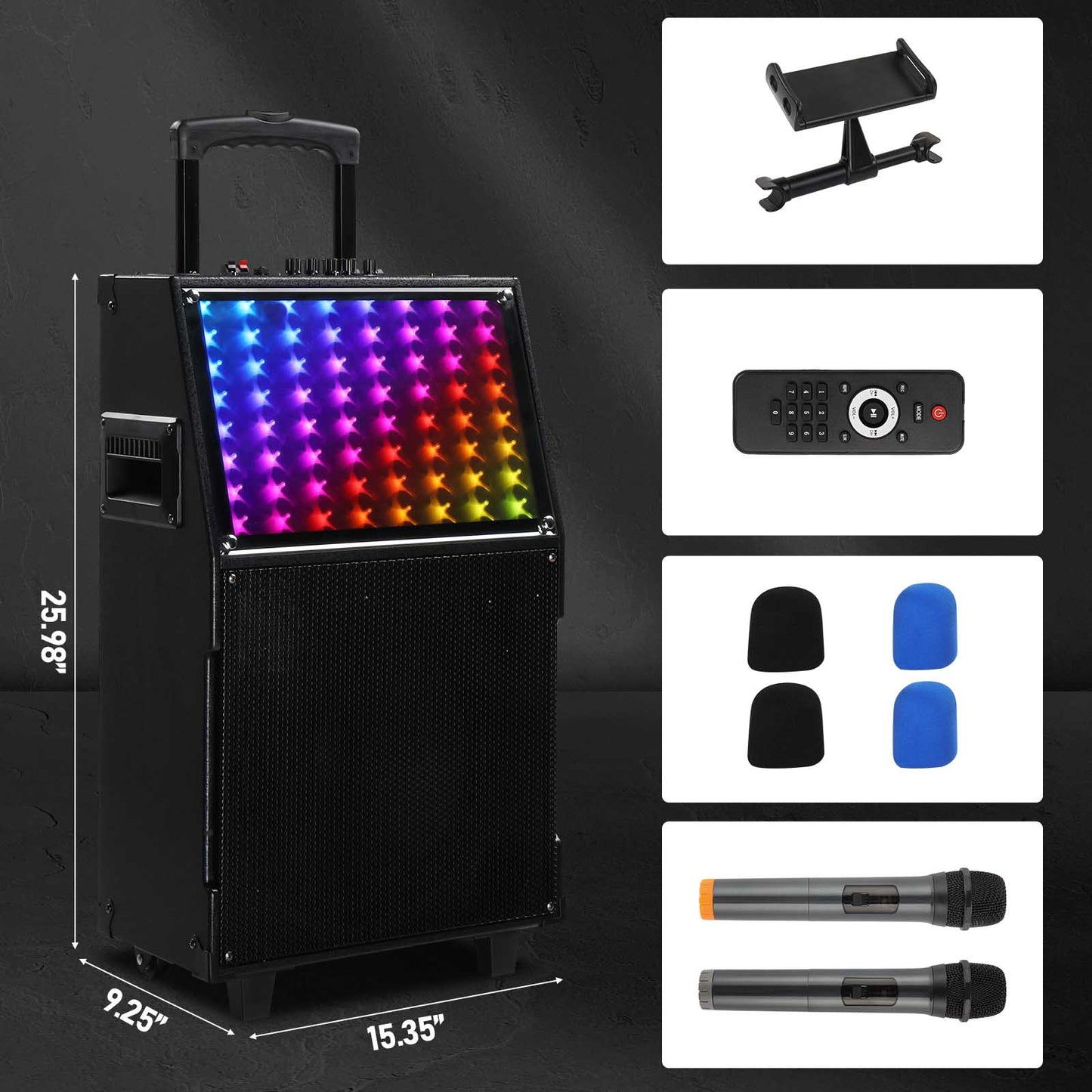 LED Spectrum Light Bluetooth Remote Control Rod Speaker