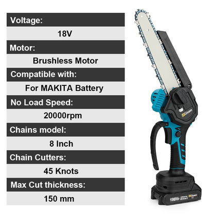 8 Inch Brushless Electric Chain Saw Cordless