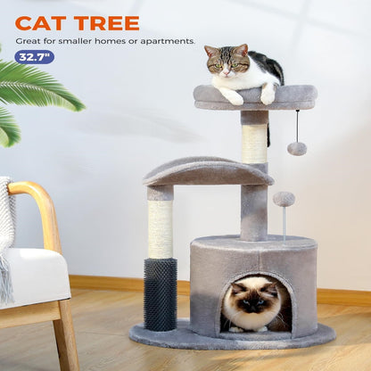 Small Cat Tree For Indoor Cats, Medium Cat Tower With Interactive Cat Toy