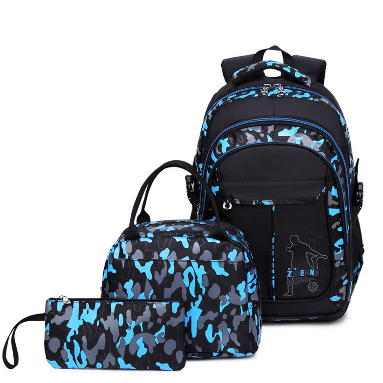 Camouflage Printed Schoolbag Three-piece Set