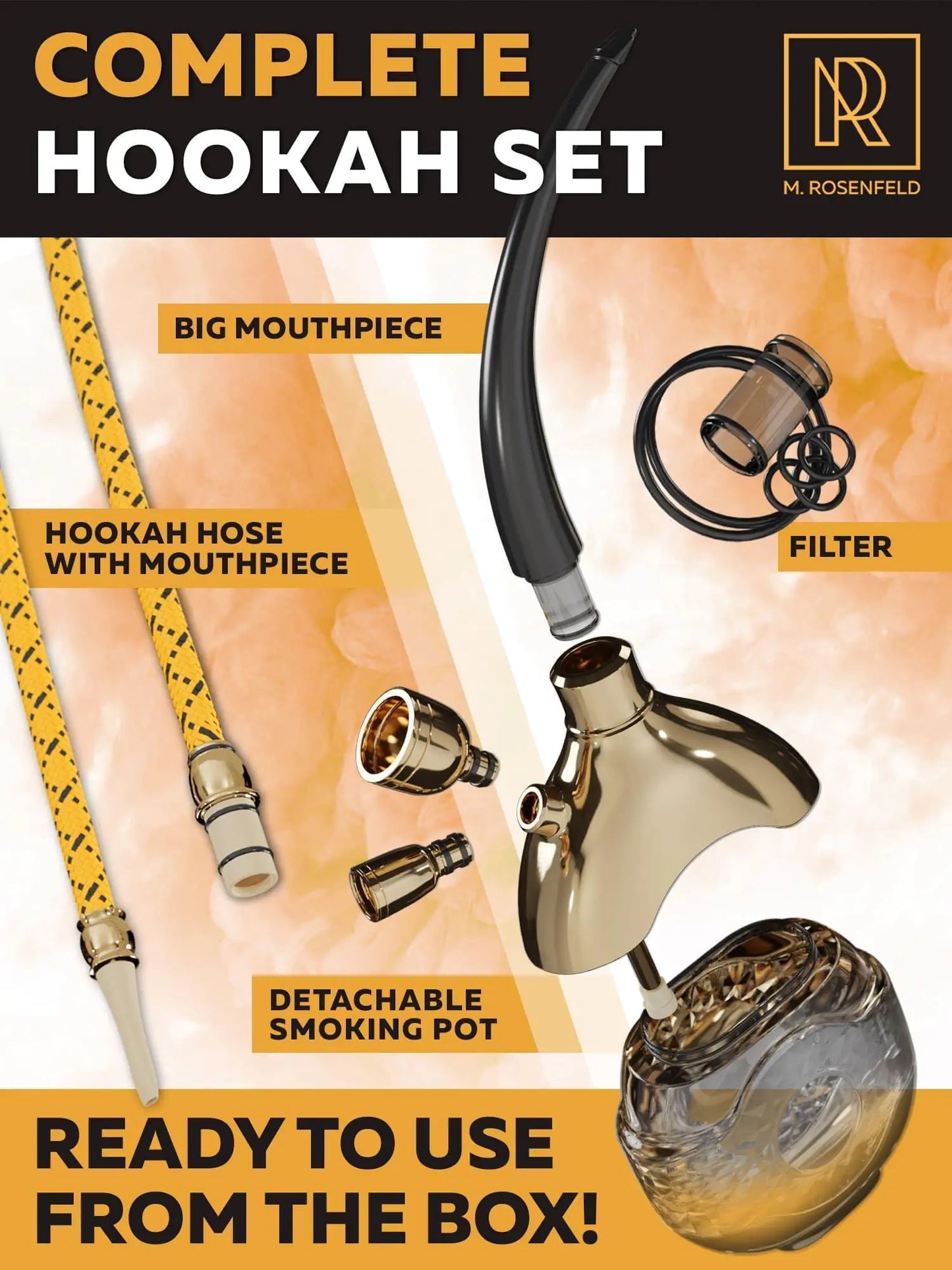 Golden Portable Hookah Set With Everything Mini Hookah Hookah Set For Travel