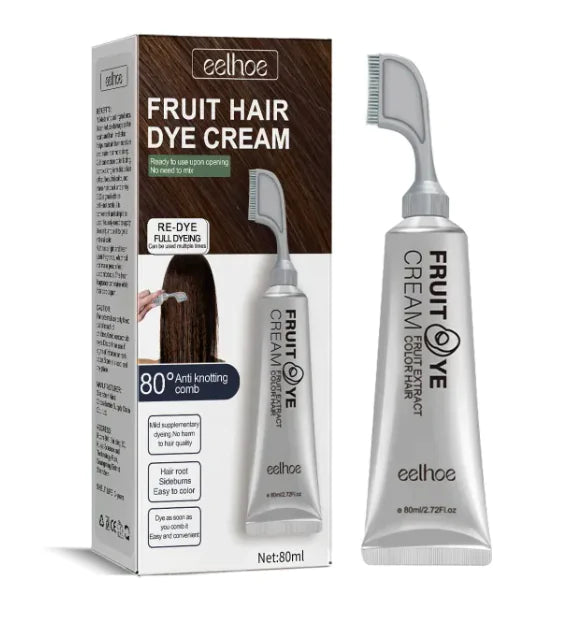 Natural Black Fruit Dye Cream – Gentle Gray Coverage with Built-In Comb