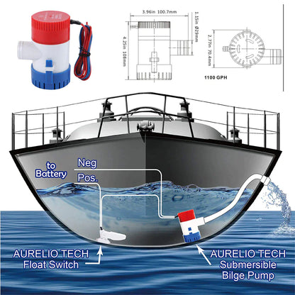 Bomba de agua de sentina sumergible eléctrica para sumidero de barco 