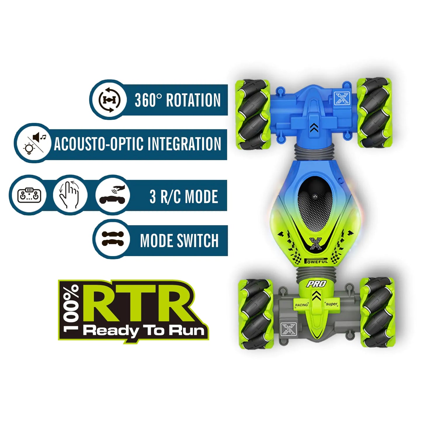 Coche acrobático RC 4x4 con control remoto por radio de 2,4 G