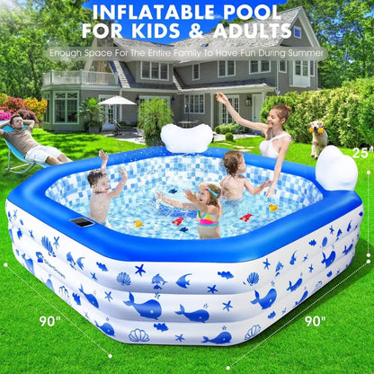 Inflatable Pool with Lights,2024 Solar