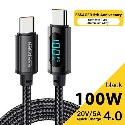 Essager USB Type C To USB C Cable 100W/5A PD Fast Charging Charger