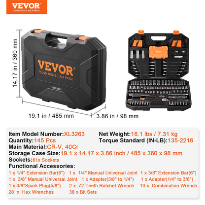 VEVOR Mechanics Tool Set And Socket Set