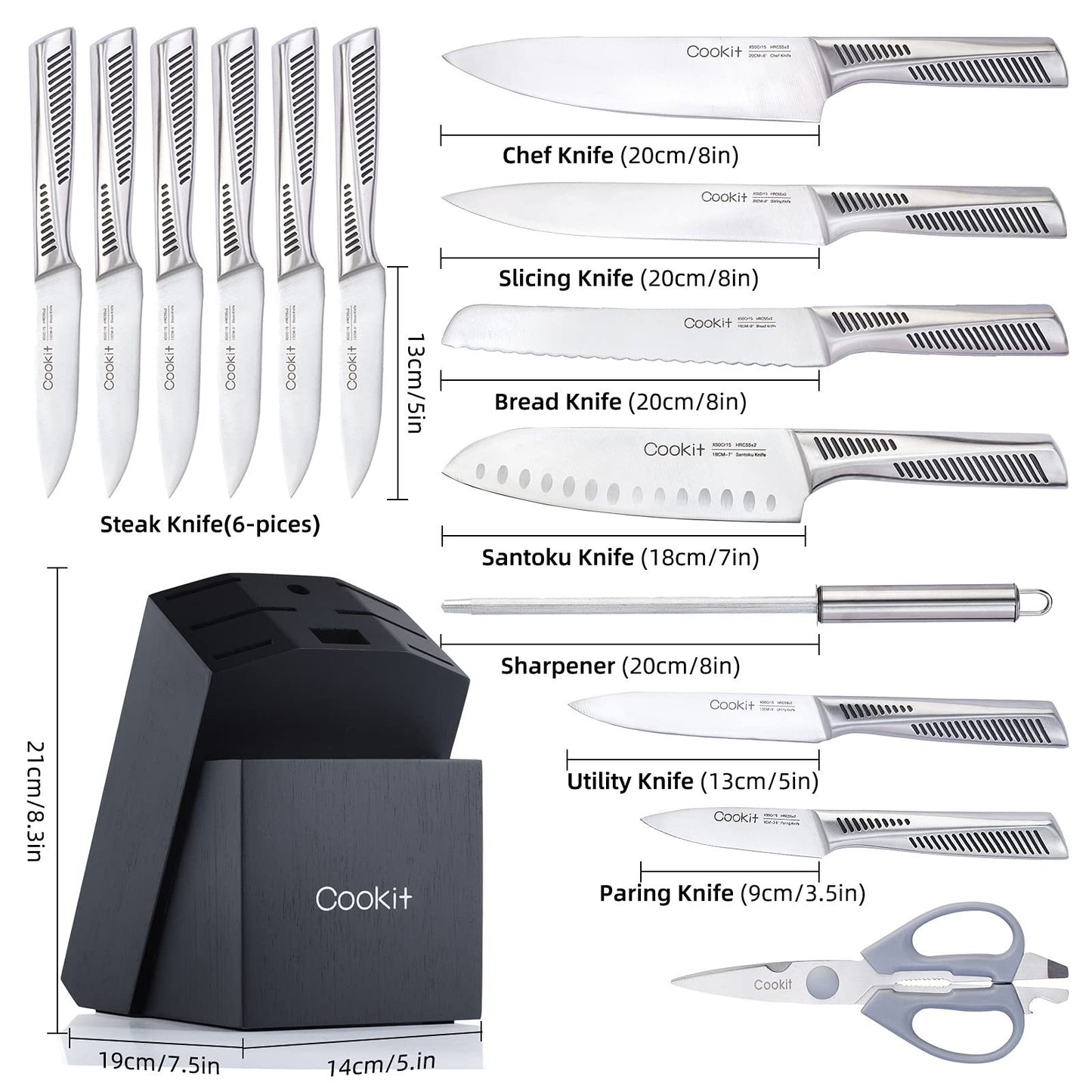 Kitchen Knife Set, 15 Piece