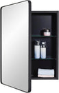 Black Bathroom Medicine Cabinet with Round Corner