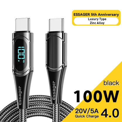 Essager USB Type C To USB C Cable 100W/5A PD Fast Charging Charger