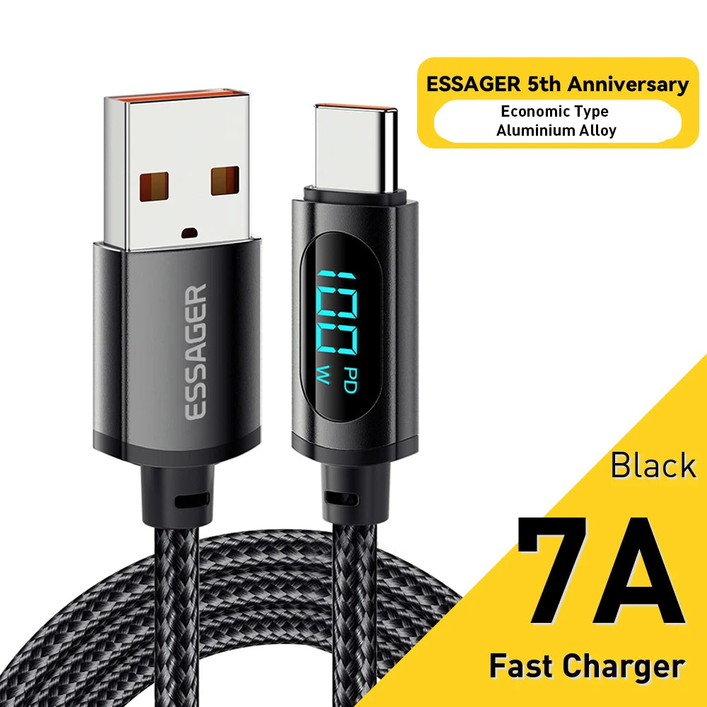 Essager USB Type C To USB C Cable 100W/5A PD Fast Charging Charger